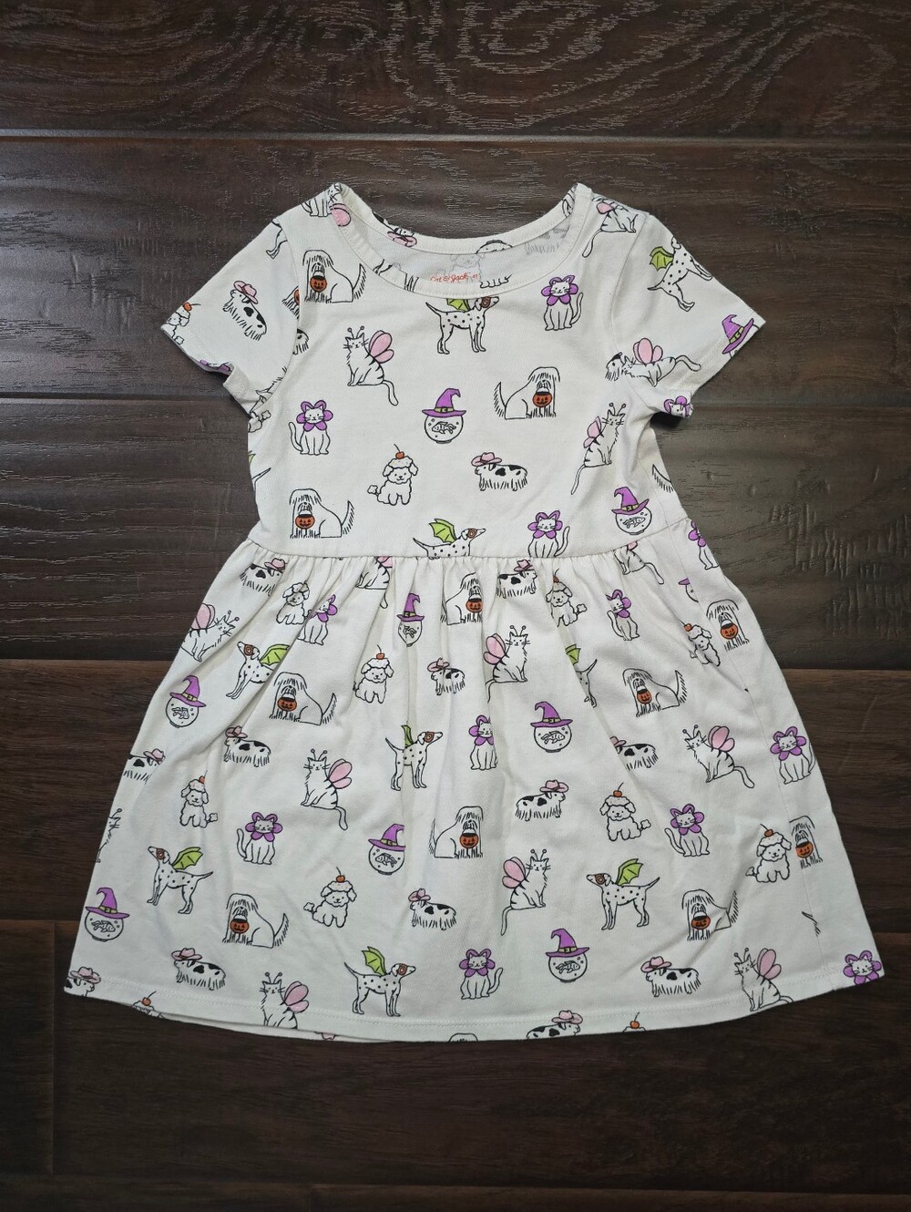 Cat & Jack Girls White Halloween Animal Dress Up Short Sleeve Dress 4T